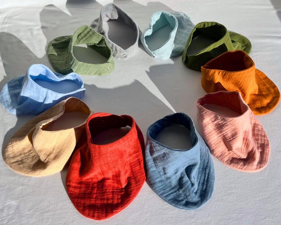 Handmade 4-Layer 100% Cotton Muslin Baby Bib Set