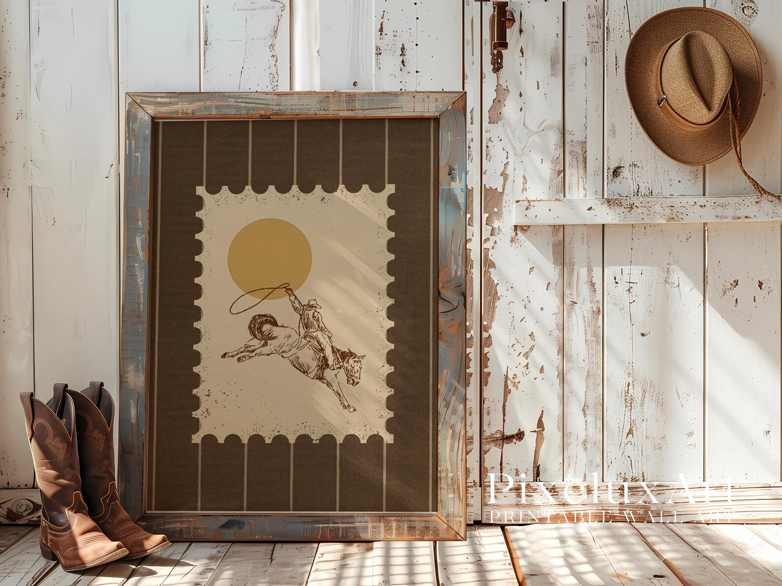 Rodeo Cowboy Wall Art | Western Horse Print | Rustic Country Decor ...