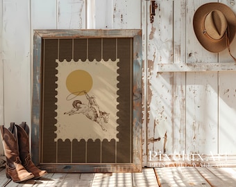 Rodeo Cowboy Wall Art | Western Horse Print | Rustic Country Decor | Vintage Farmhouse Poster, image 4