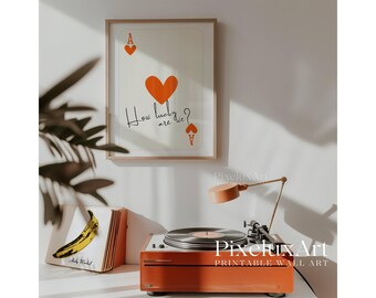 How Lucky Are We Print, Orange Ace of Hearts Wall Art, Vibrant Playing Card Poster, Modern Romantic Typography, Printable Bold Decor, image 6
