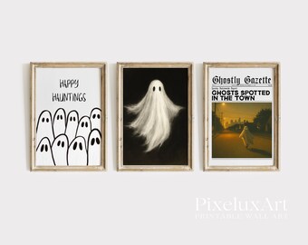 Halloween Ghost Wall Art Bundle – Spooky Rustic Halloween Prints, Moody Vintage Skull & Ghost Gallery Set Printable Halloween Wall Decor, image 5