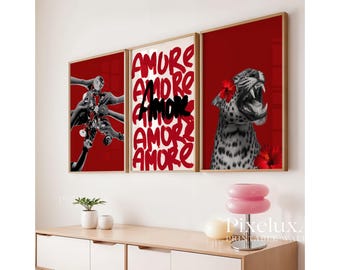 Red Gallery Leopard Wall Art Set – 6 Trendy Posters, Y2K Fashion Decor, Bold Red Leopard Print, Aesthetic Glam Leopard Poster Set, image 5