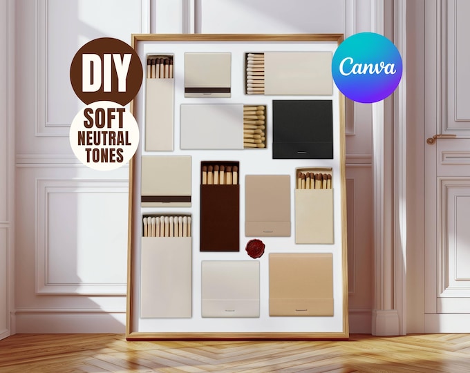 DIY Canva Matchbook Poster Template - Soft Neutrals Custom…
