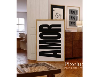 Set of 6 Trendy Black and White Gallery Wall Art, Aesthetic Chic Apartment Decor, 8 Ball, NYC, Ace Card, Amor Print, Stylish Y2K Collage Art, image 5