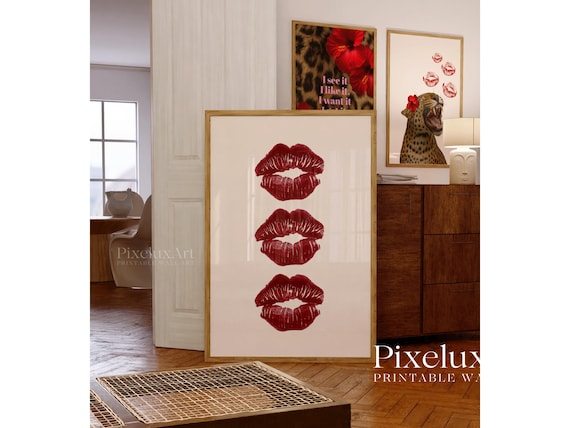 Red Kiss Lips Wall Art