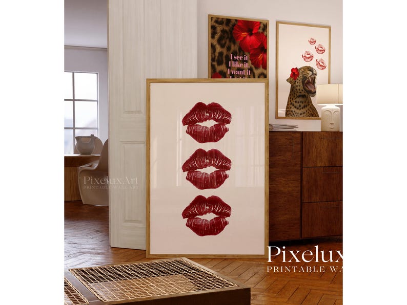 Red Kiss Lips Wall Art