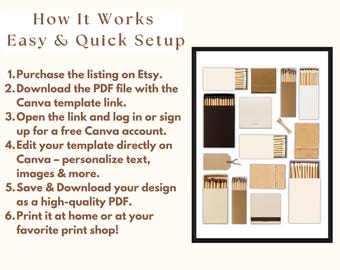 Neutral Blank Matchbook Template Canva | DIY Matchbox Template, Blank Matchbooks Art, Printable Matches, DIY Matchbook Download, image 4