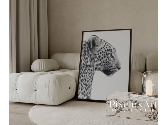 Black And White Leopard Wall Art Print