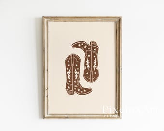 Western Boots Wall Art, Rustic Country Decor, Ranch Style Printable, Cowboy Cowgirl Aesthetic, Neutral Western Home Print, image 4