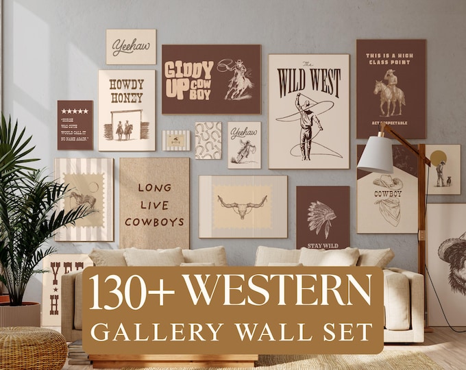 130+ Wild West Gallery Wall Set, Western Wall Art Bundle…