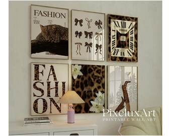 60+ Retro Neutral Leopard Wall Art Set – Printable Leopard Gallery, Y2K Fashion Decor, Leopard Print, Aesthetic Dorm & Apartment Decor, image 9