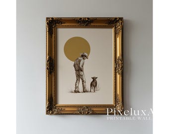 Cowboy and Dog Poster | Western Wall Art | Minimal Rustic Print | Country Home Decor | Modern Cowboy Artwork | Farmhouse Style, image 5