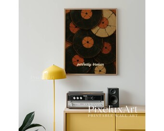 Retro Broken Vinyl Record Wall Art, Retro Music Room Decor, Vinyl Records, Vintage Aesthetic Print, Groovy Eclectic Poster, Maximalist Print, image 8
