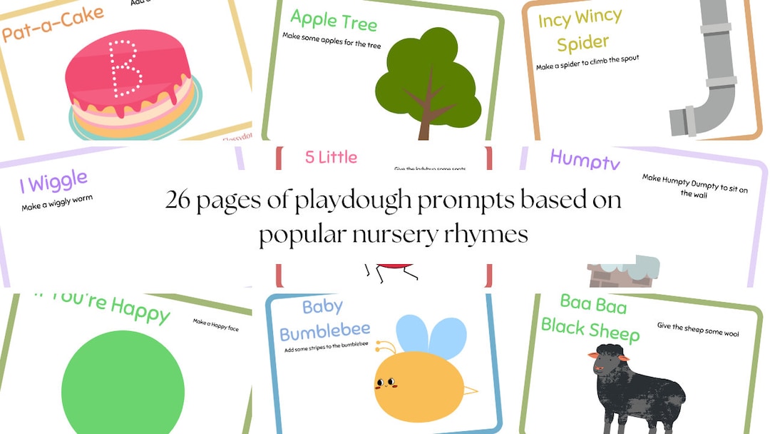 Nursery Rhyme Playdough Mats Preschool Printables Educational Fun Etsy