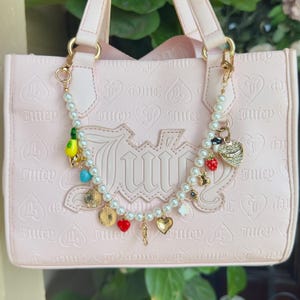 Pearl purse chain, pearl bag chain, bead chain for bag, bag chain, pearl bag accessory, purse chain, pearl chain for bag, colorful bag charm