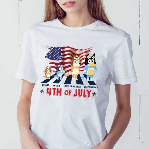 Personalized Bluey 4th Of July Tee,Bluey Independence Day Shirt,Fourth Of July shirt, Bluey America Patriotic Hoodie, Happy 4th Of July Tee