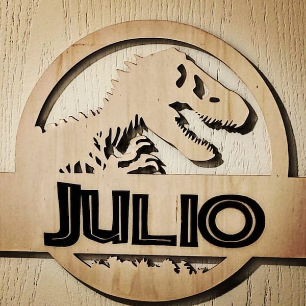 plaque de porte en bois, jurassic park