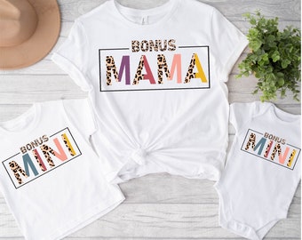 Bonus Mama Bonus Mini Leopard Shirt, Matching Bonus Mama Mini Shirt, Leopard Mama Mini Shirt, Mama and Mini Tee, Mommy And Me Shirt
