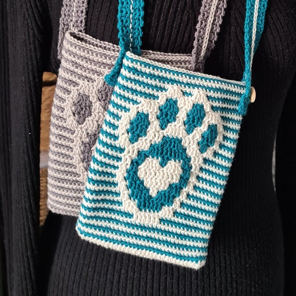 Crochet pattern bag Dog-Love mosaic overlay