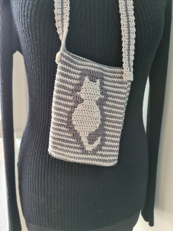 Crochet Pattern Bag Cat-love Mosaic Overlay Cat Cat Motif Shoulder