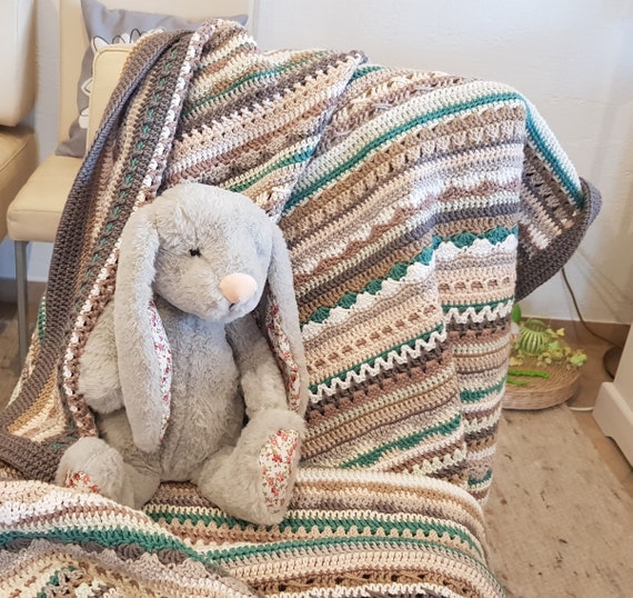 Instructions for Crochet Blanket Lizbeth Etsy
