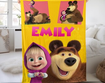 Personalized Mash and the Bear Blanket, Birthday Girl Costume, Birthday Blanket CZC345