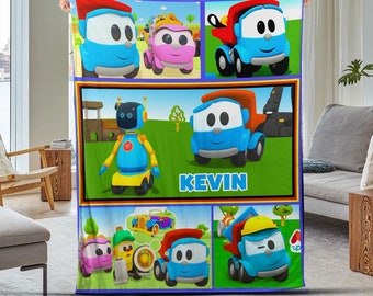 Personalized Leo The Truck Quilt Blanket, Leo The Truck Birthday Party, Leo The Truck Lover Gifts, Leo The Truck Blanket, Kid Blanket NETD19