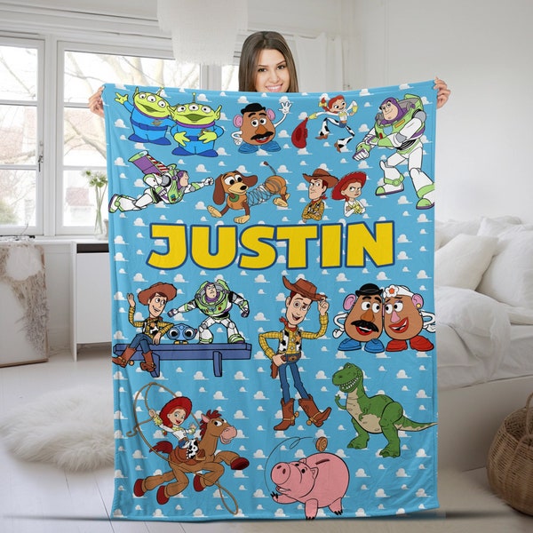 Personalized Name Blanket, Personalized Toy Story Blanket, Toy Story name blanket, personalized toy story name blanket CZC126