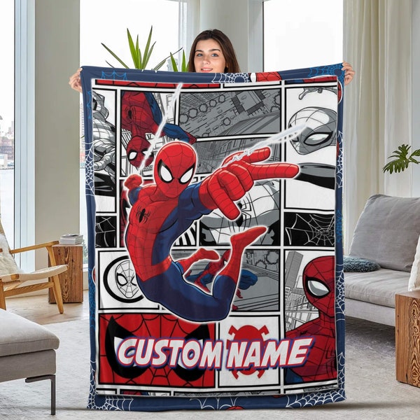 Personalized Spiderman Blanket, Spider Man Fleece Blanket, Spiderman Birthday Gift, Spider man across the spiderverse, Blanket Quilt BXMT20