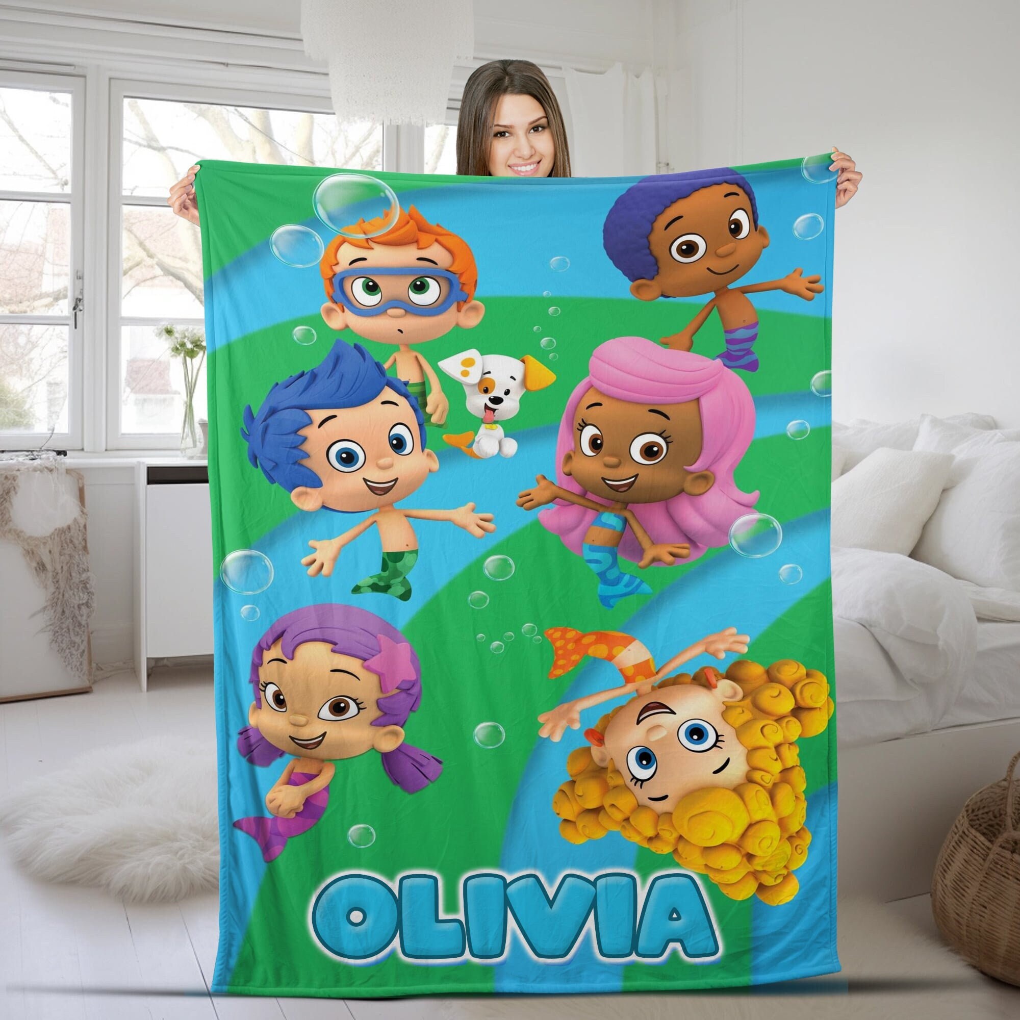 Customized Bubble Guppies Blanket, Bubble Guppies Fleece Blanket