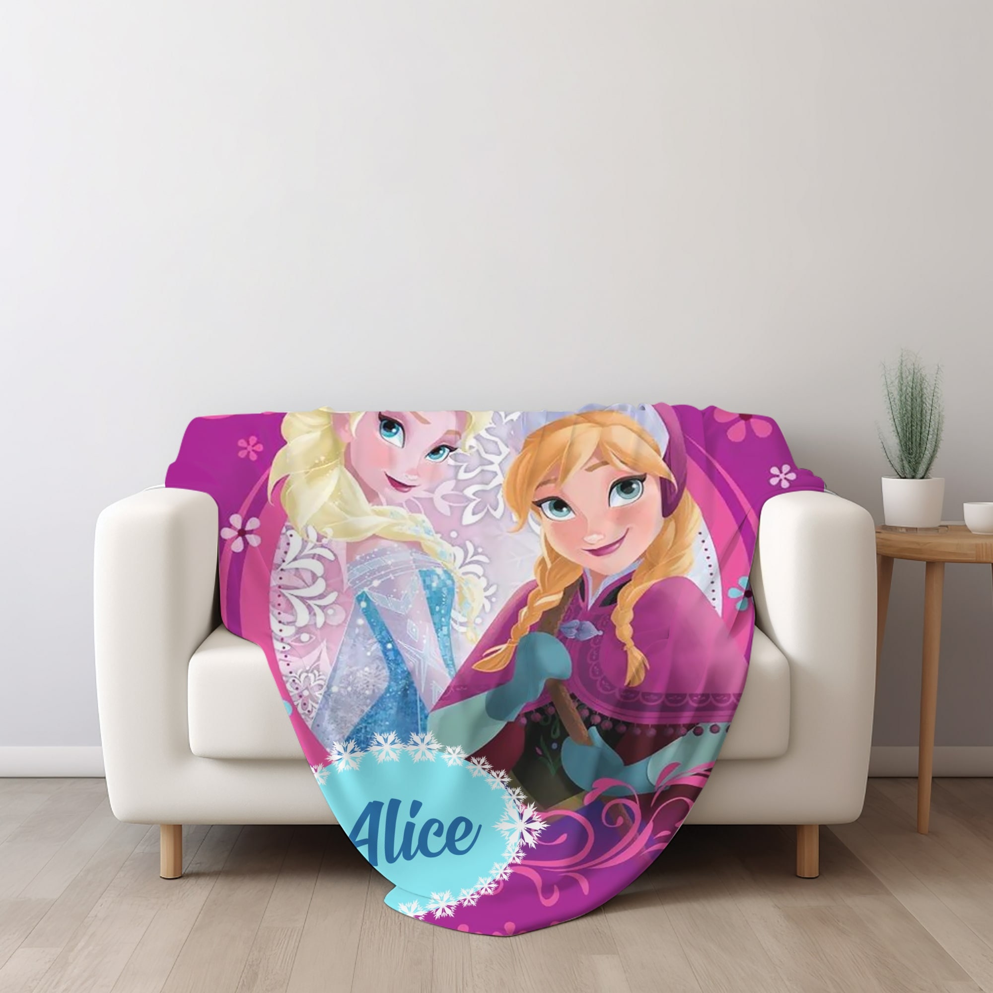 Personalized Name Frozen Blanket, Princess Elsa Fleece Blanket