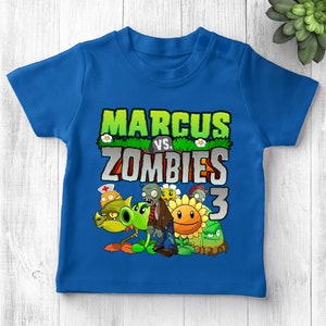 Plants vs Zombies Birthday Boy shirt,Custom Name And Age Kids gamer shirt, Family matching Shirt, Plants v Zombies Birthday Party Tee NETH17