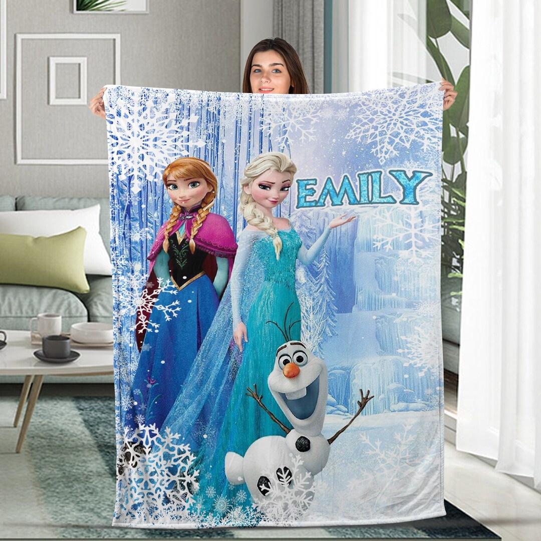 Personalized Name Frozen Blanket, Princess Elsa Blanket, Anna Fleece