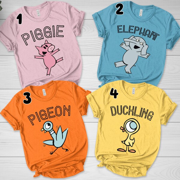 Retro Book Characters Elephant Piggie Pigeon Teacher T-Shirt, 100th Days Of School Shirt,Kindergarten Teacher Tee,Back To School Gift D1EV01