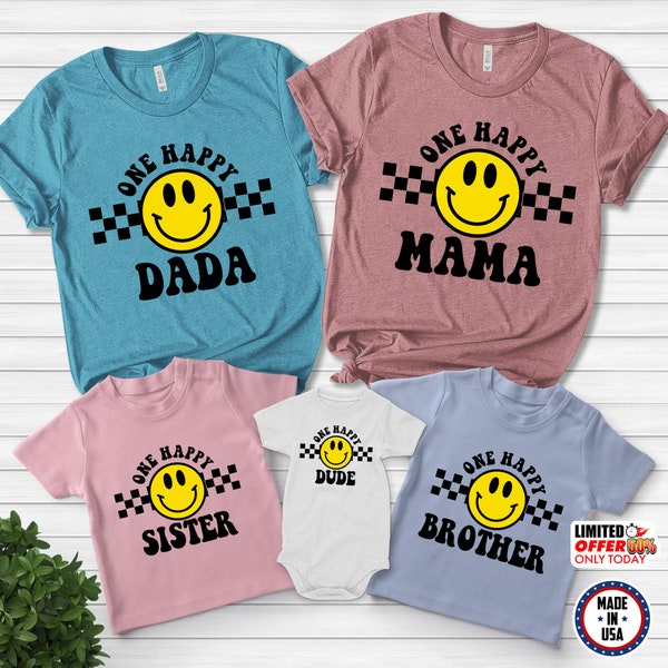 One Happy Dude Matching Birthday Shirt, 1st Birthday Bodysuit, Smiley Face Birthday Romper, Baby Birthday Outfit, Mom and Dad Gift BXG530