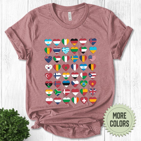 World Flags Shirt, Heart Flags of the Countries of the World Flags Unity Day Shirt, Geography Teacher Students, Teacher Gift N-19062302