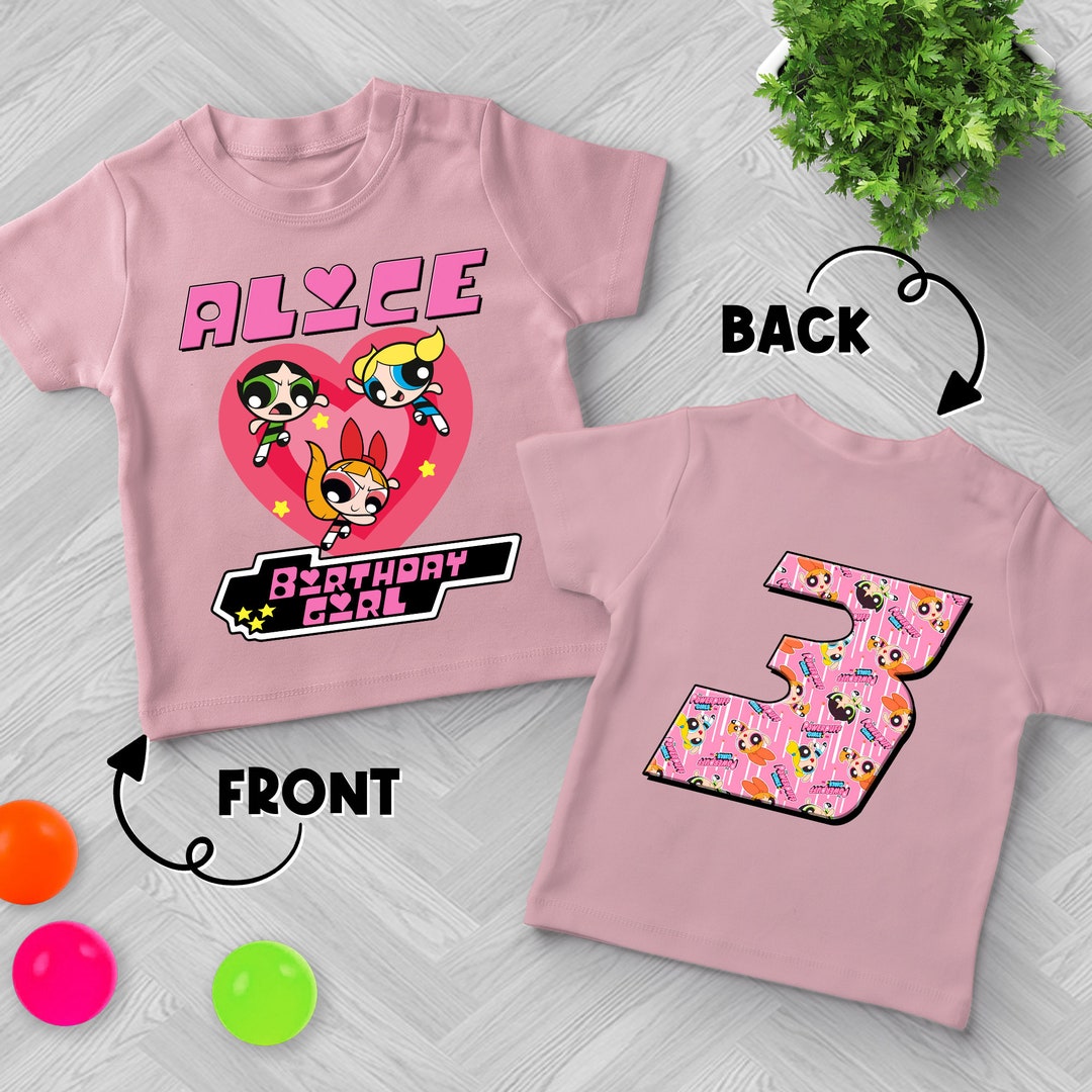 Personalized Girls Powerpuff Birthday Shirt, Family Birthday Girl Shirt, Cartoon Birthday Matching Tee - Black - S - adult - male
