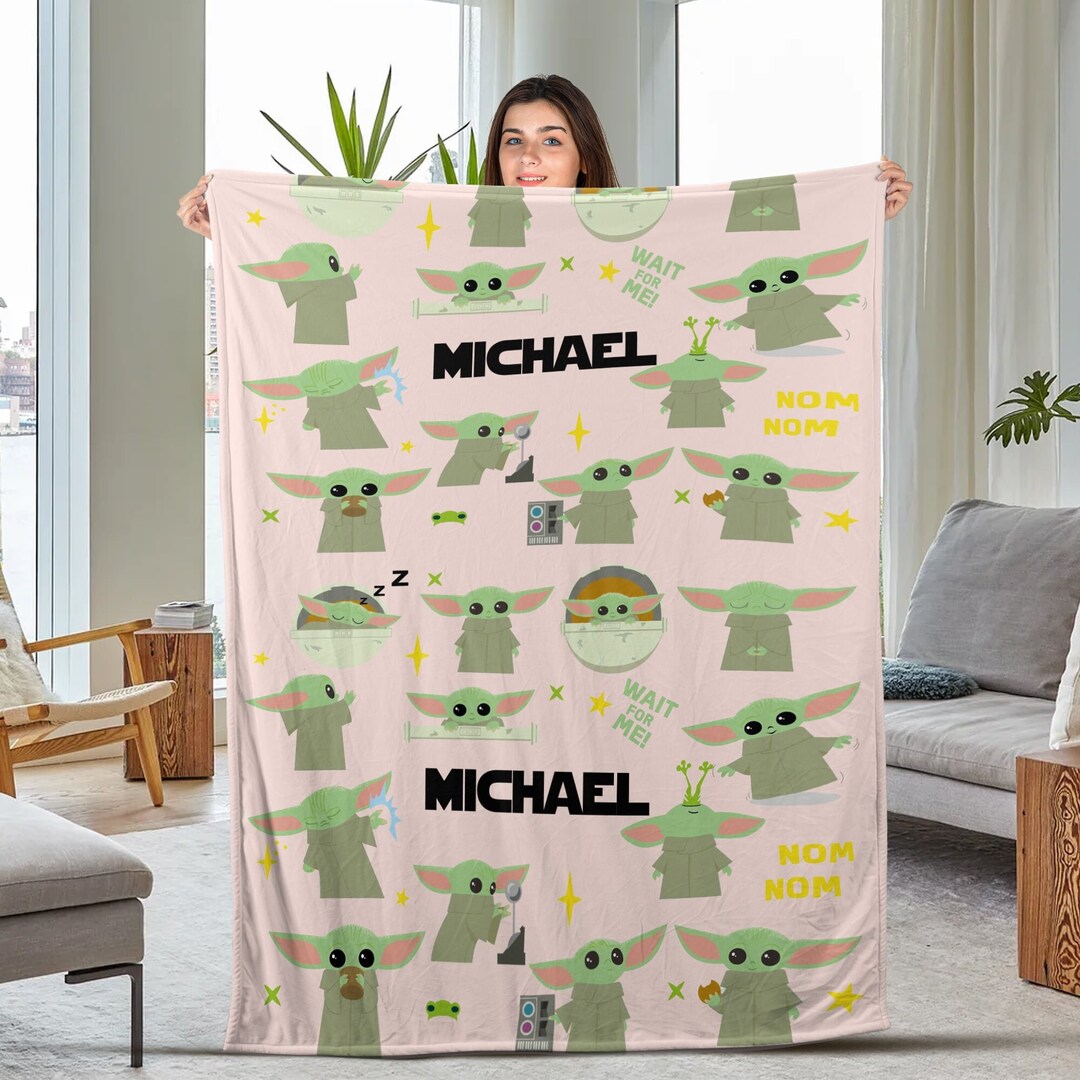 Personalized Baby Yoda Blanket, Baby Yoda Bedding Set, Star Wars Baby