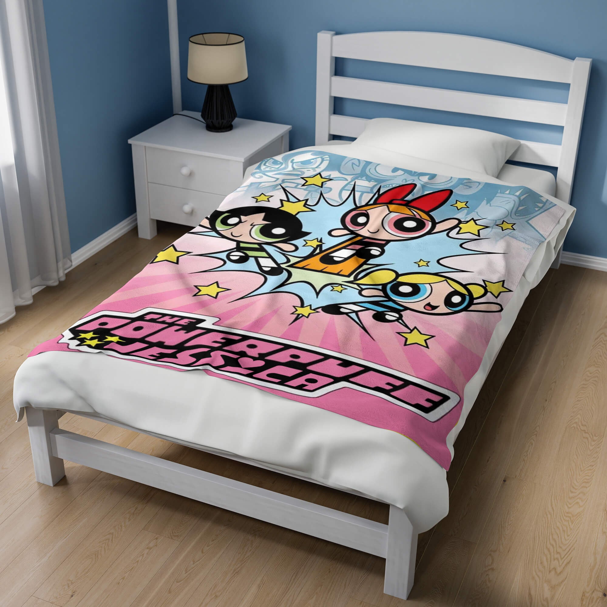 Personalized Powerpuff Girl Cartoon Blanket, Super Girl Fleece Blanket
