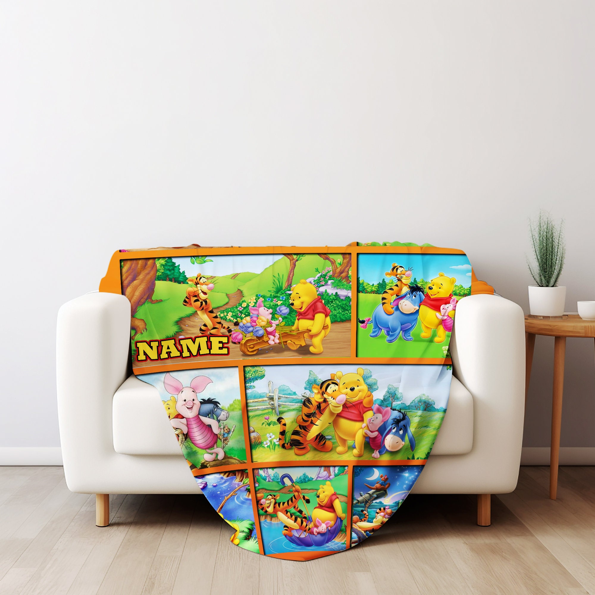 Personalized Name Blanket, Personalized Classic Winnie the Pooh Blanket
