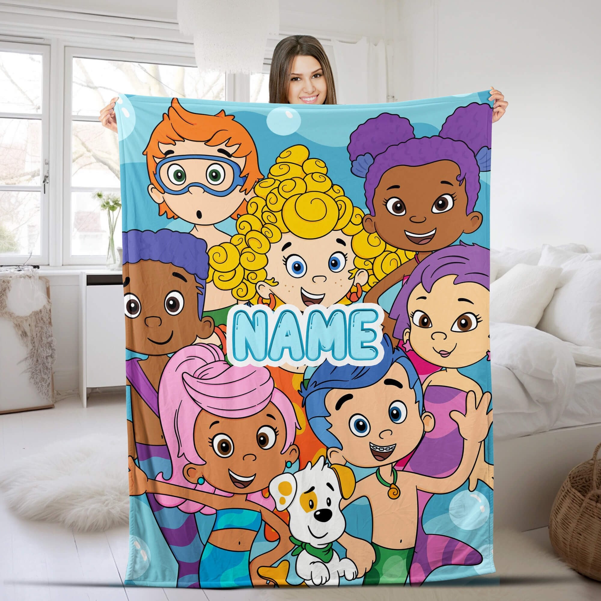 Personalized Bubble Guppies Blanket, Bubble Guppies Fleece Blanket