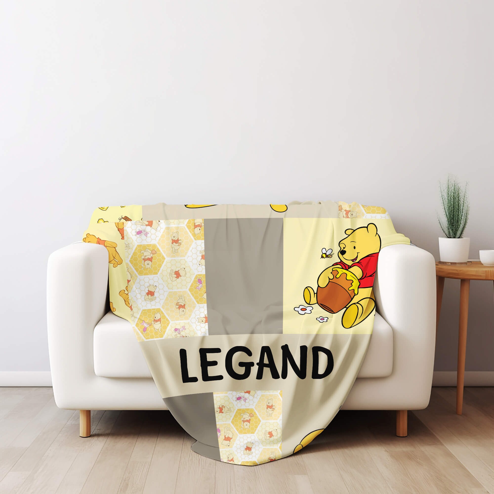 Personalized Pooh / Vintage Baby Name Fleece Blanket