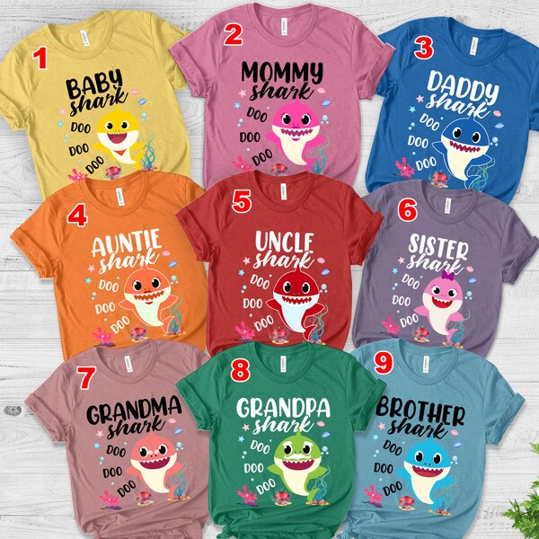 Baby Shark Family shirt, Personalized Family Shark Shirt, Baby Shark Doo Doo Doo,Daddy Mommy Baby Shark,Shark Family Matching Tee C-22032308