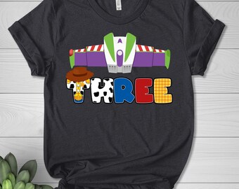 3rd Birthday Toy Story Shirt,Story Toy Birthday Shirt,Girl Boy Story Toy Shirt,TOY Cowboy Three Shirt,Three Birthday Buzz Shirt  BYB147