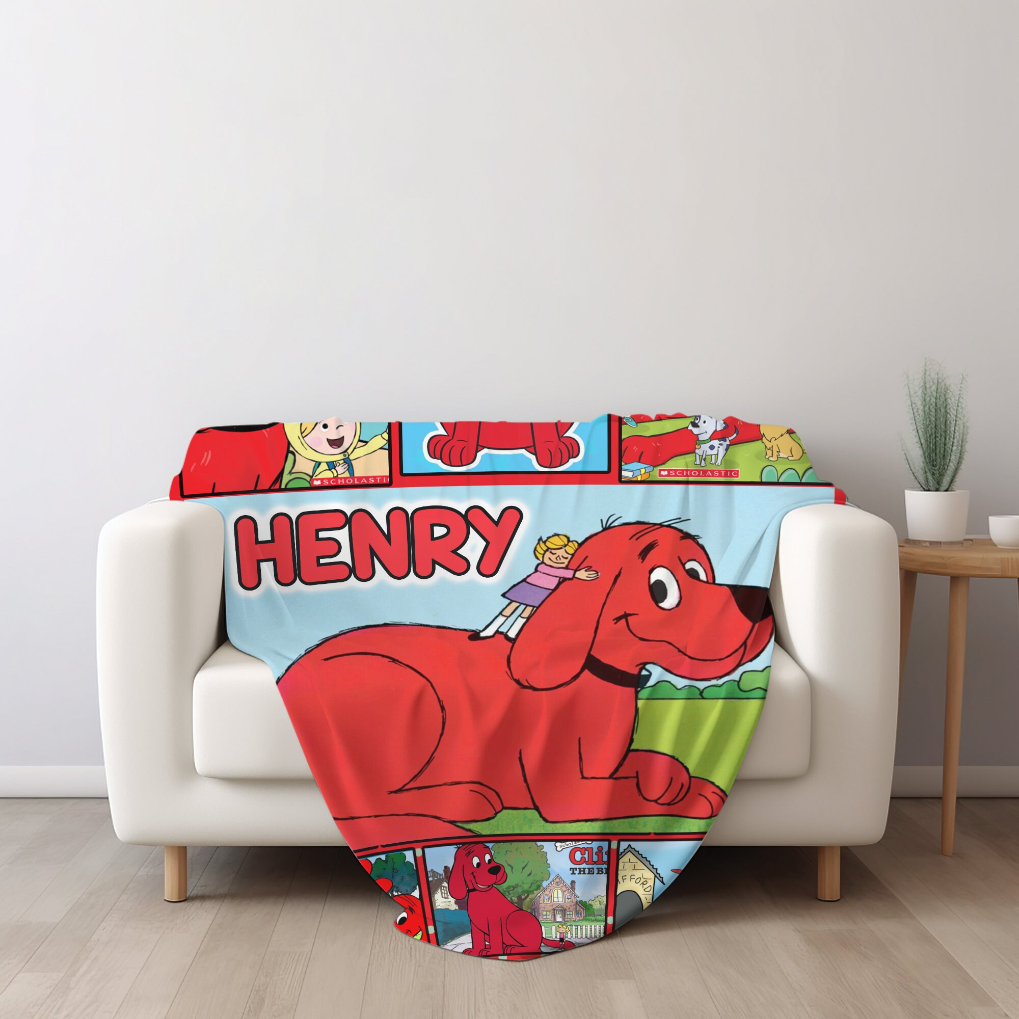Personalized Clifford the Big Red Dog Fleece Blanket