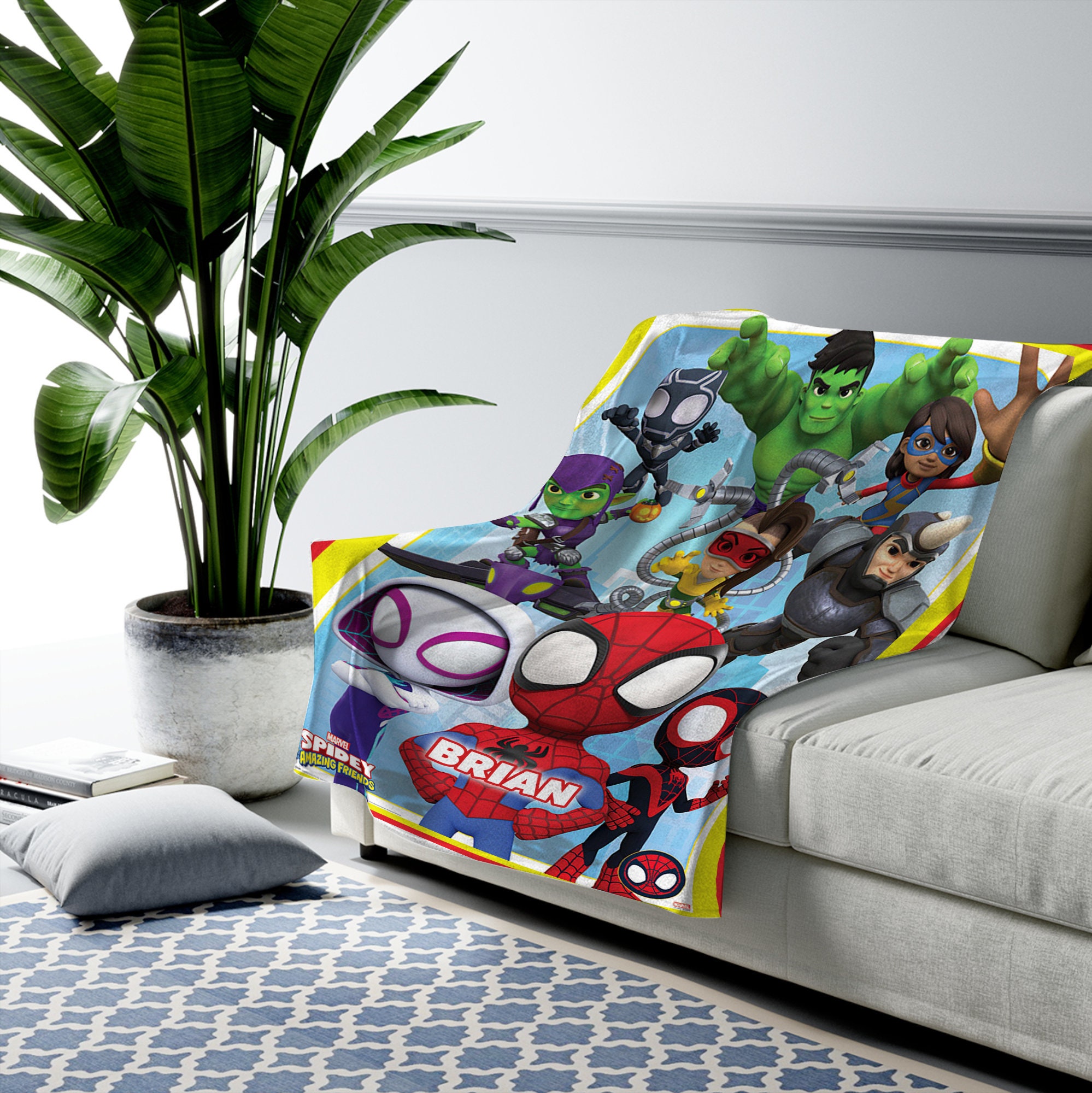 Personalized Spidey And Amazing Friends Fleece Blanket