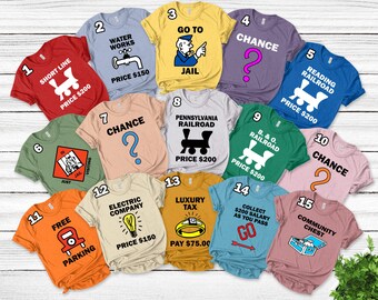 Monopoly Game Family Matching Shirts, Monopoly Game Cards Cosplay, Monopoly Game Costume Group Shirt, Group Monopoly Game Shirt N-23022302