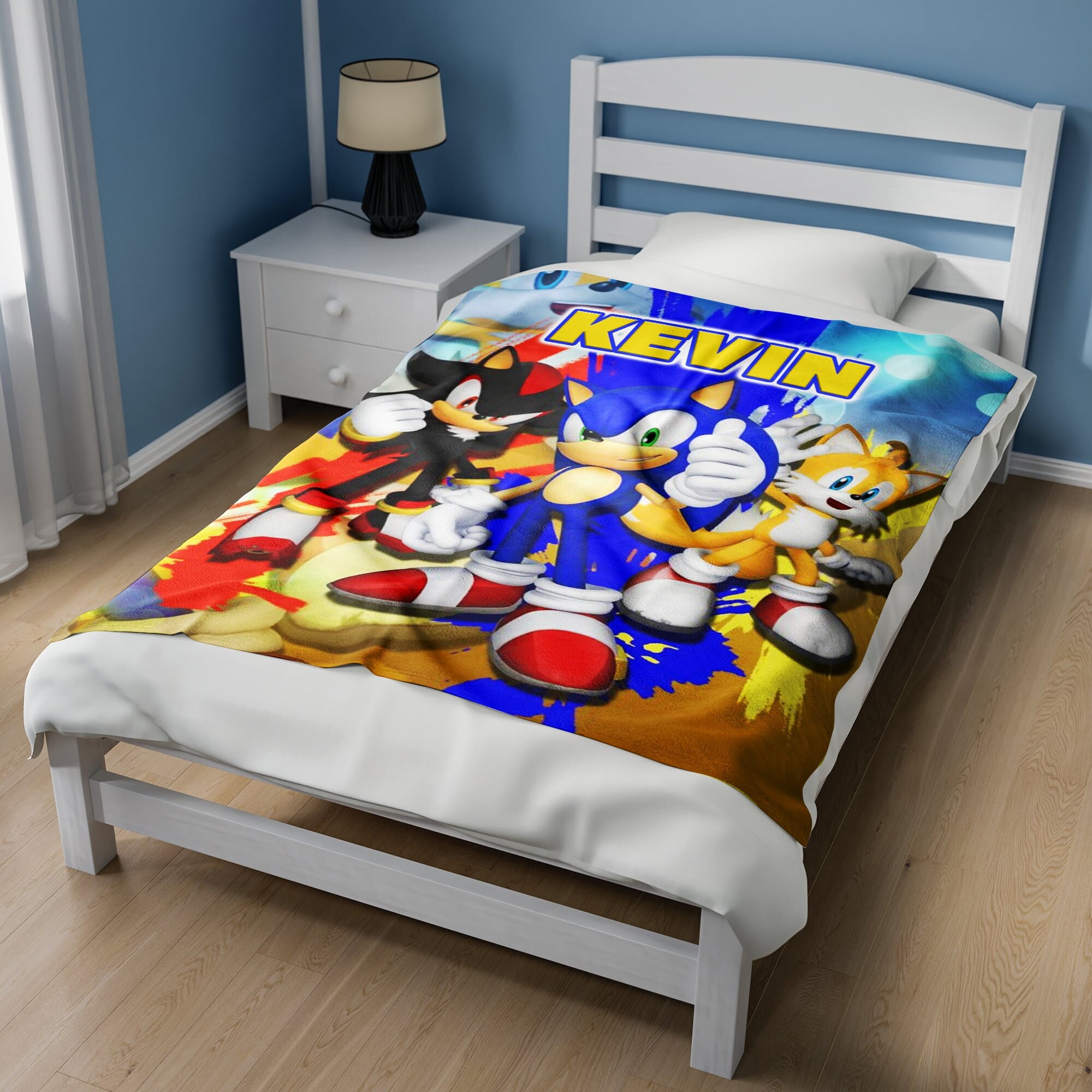 Custom Sonic The Hedgehog Blanket, Personalized Fleece Blanket