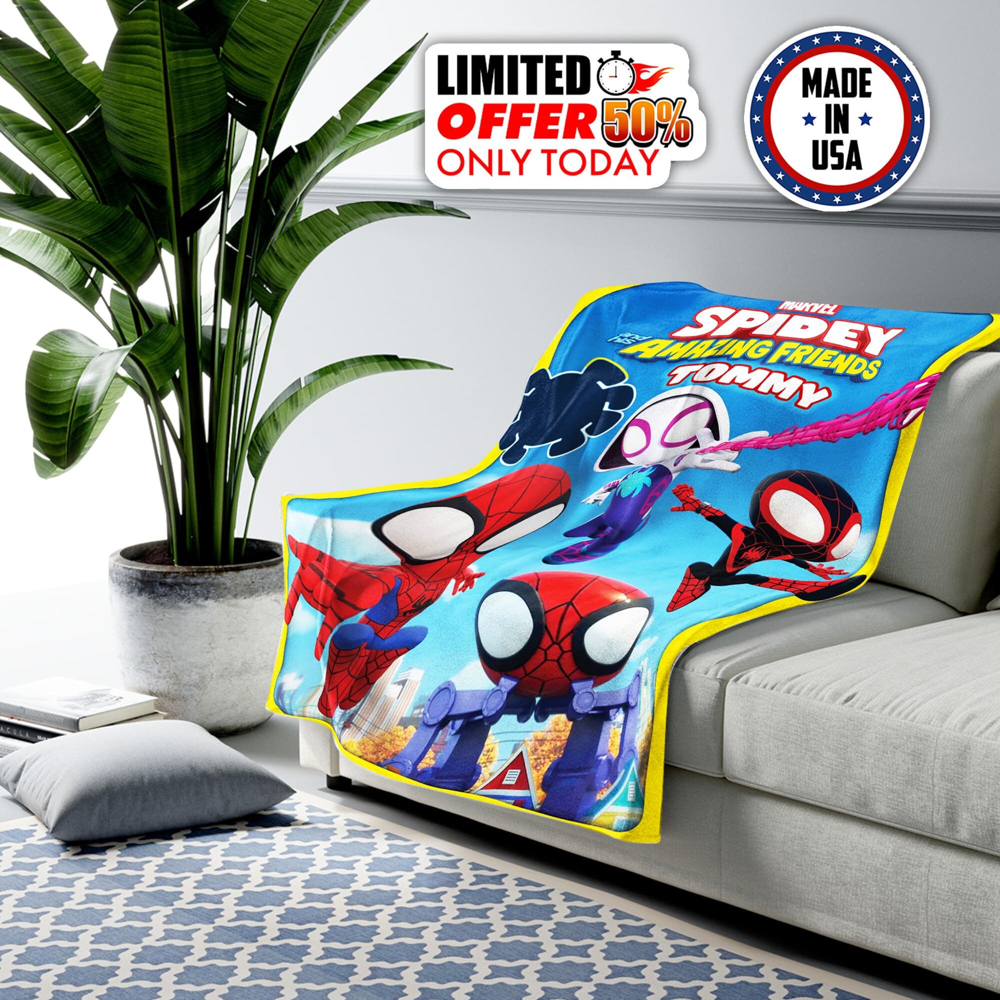 Spidey and His Amazing Friends Personalized Fleece Blanket
