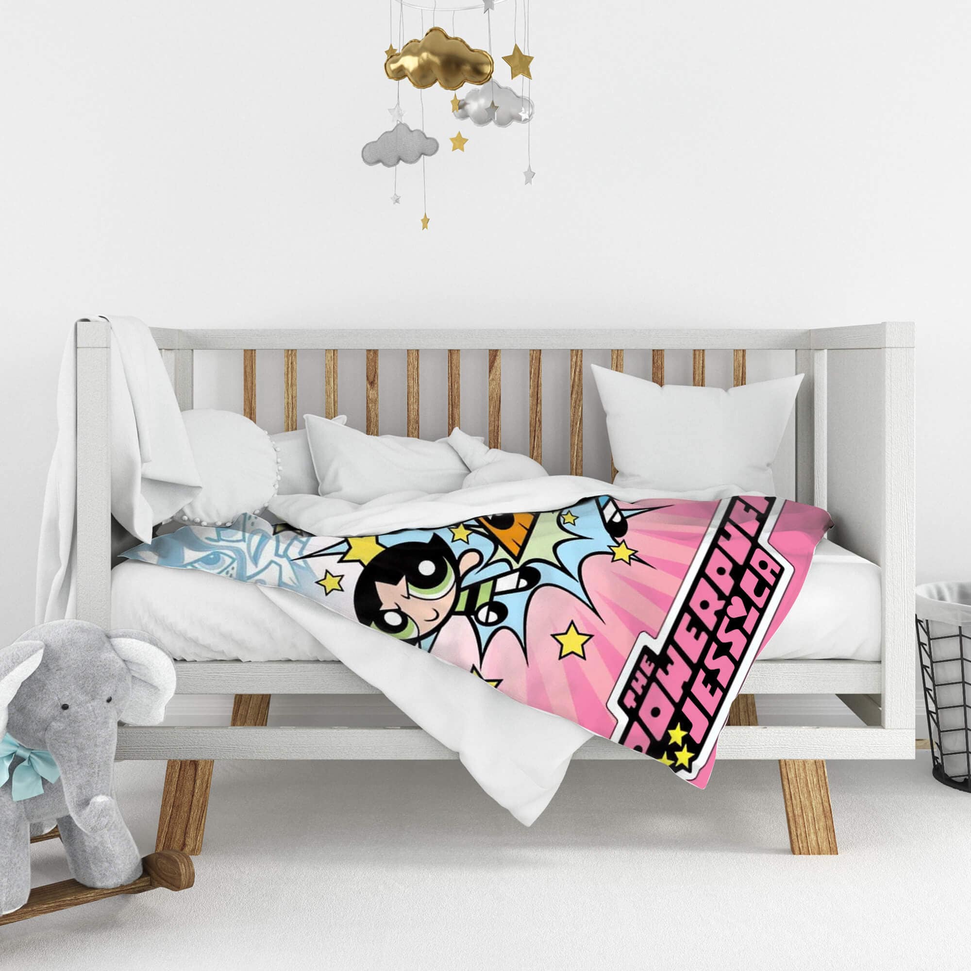 Personalized Powerpuff Girl Cartoon Blanket, Super Girl Fleece Blanket